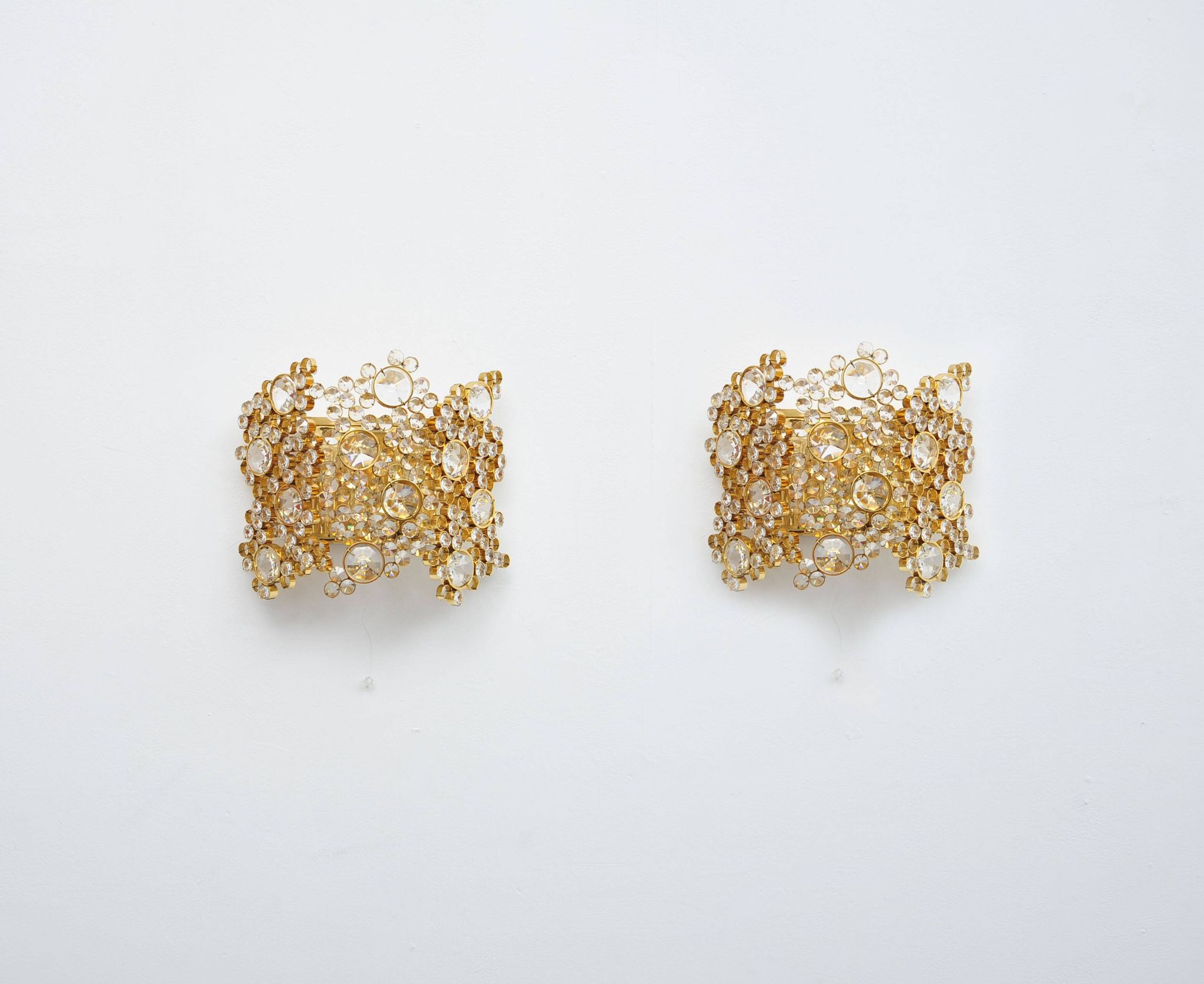 Set of 2x gilded wall lamps by Palwa, 1960s