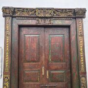 Porte indienne ancienne en teck pièce et patine d'origine