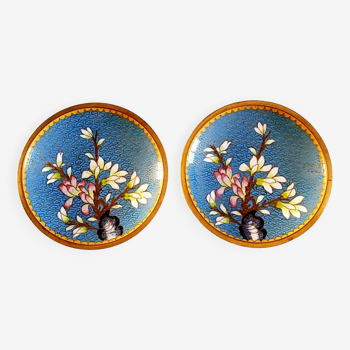 Pair of vintage cloisonné enamel cups