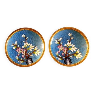 Pair of vintage cloisonné enamel cups