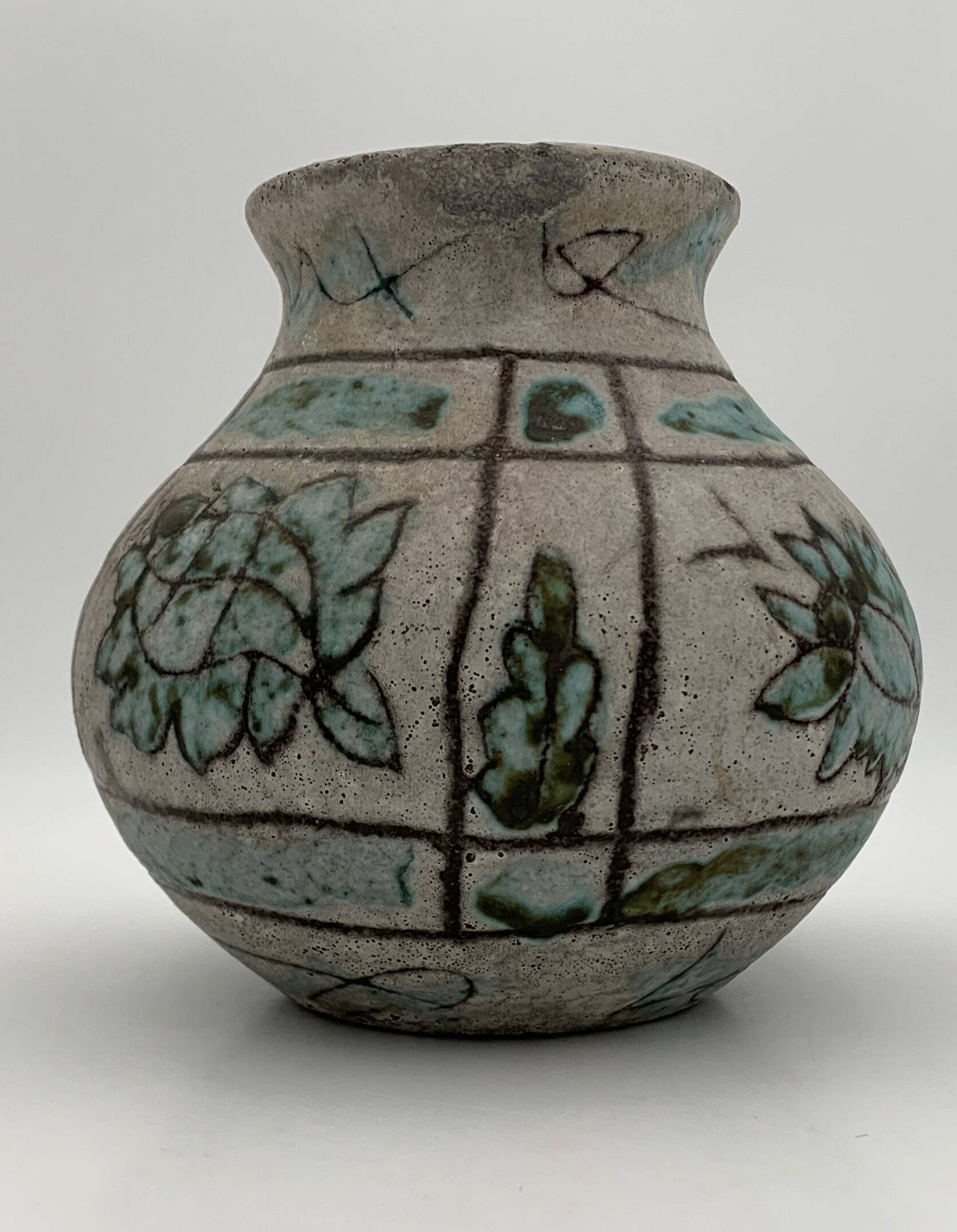 J. MASSIER, Vallauris - Antique enamelled stoneware vase - 1930s-1940s