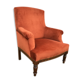 Fauteuil velours terracota