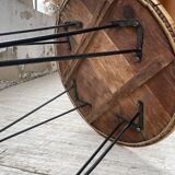 Wicker and metal coffee table from the 1950s
