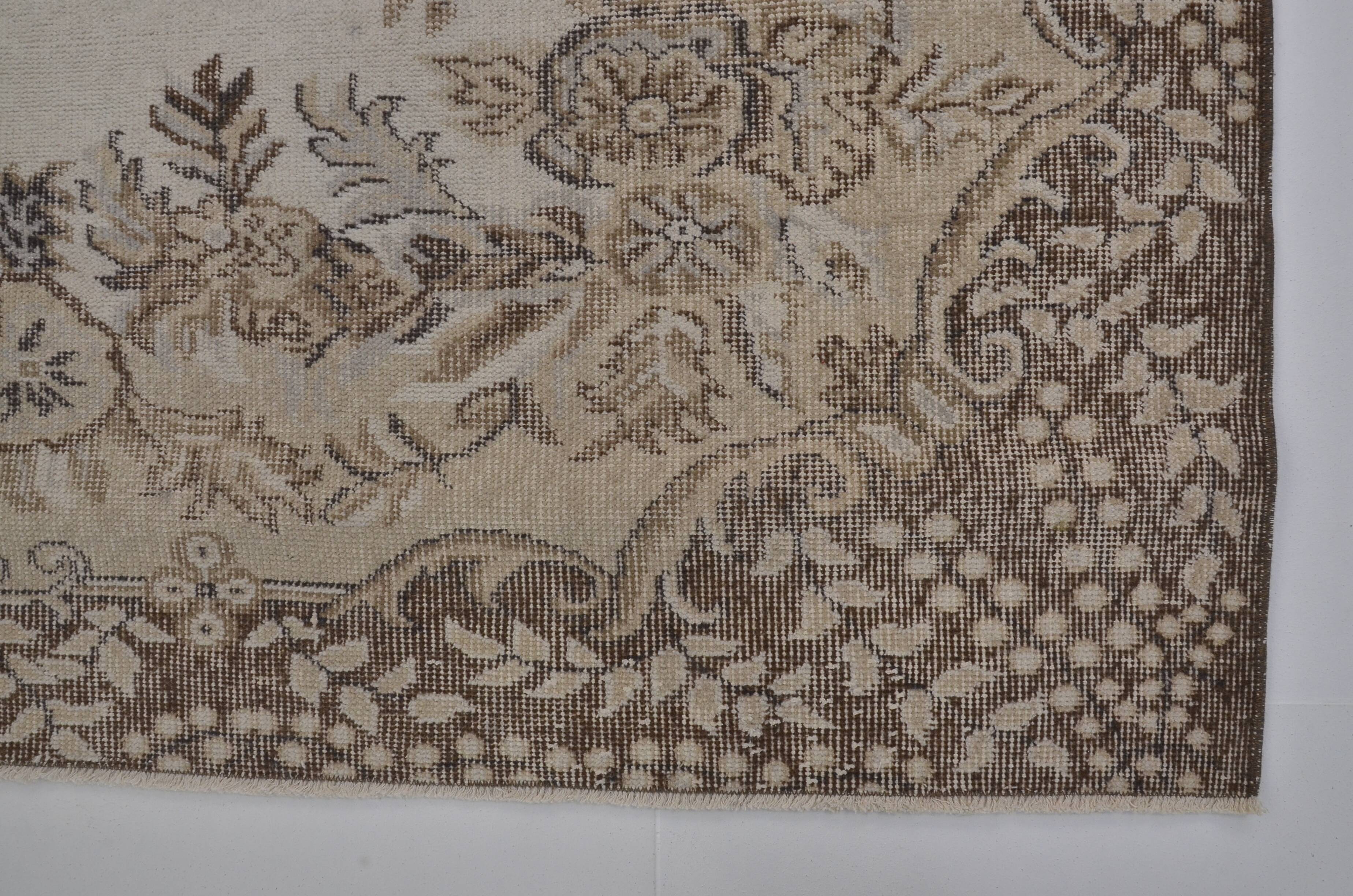 Vintage Wool Oushak Turkish Rug sku 2200