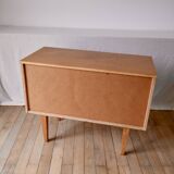 Scandinavian designer chest of drawers in blond oak Mid-Century Circa 1950