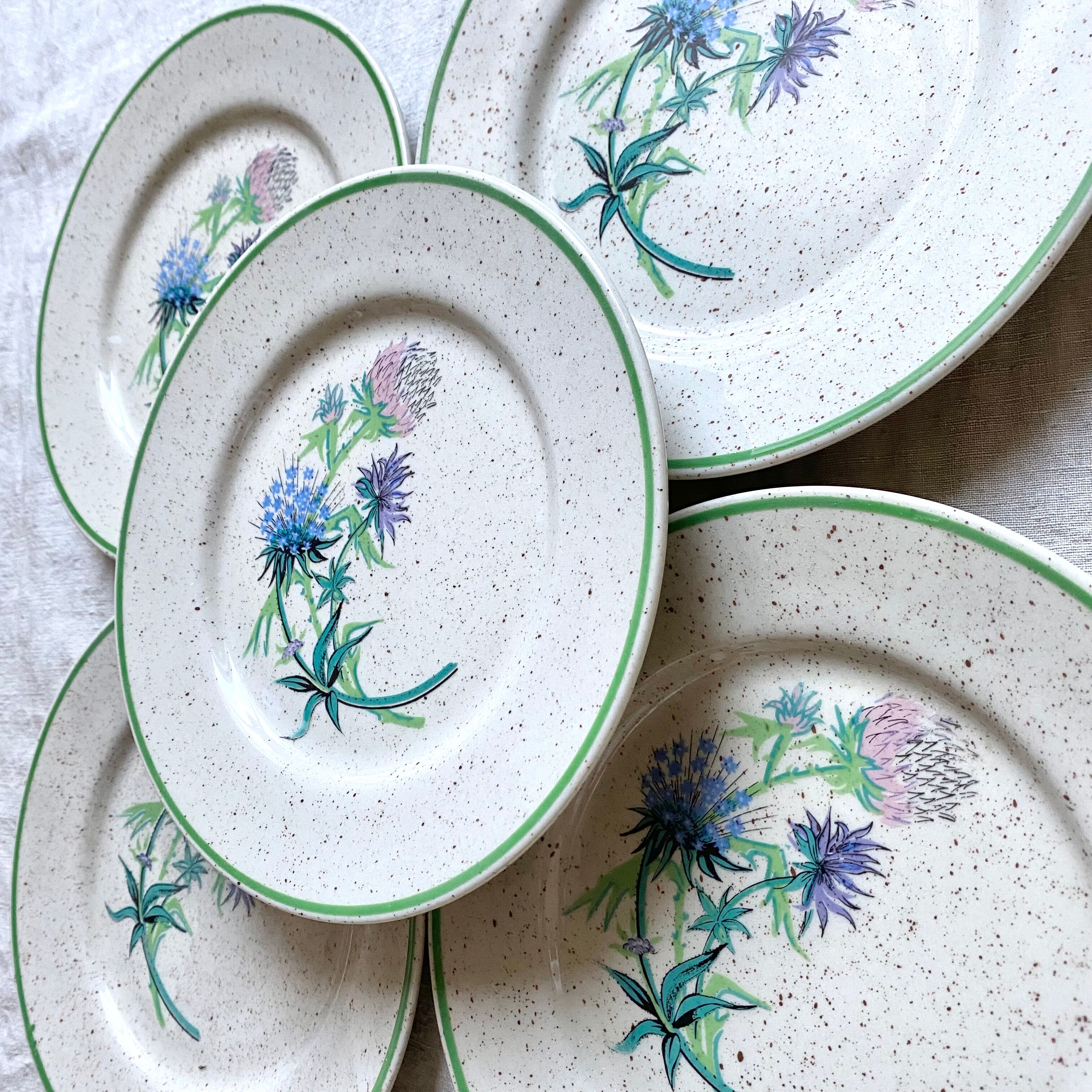 6 floral dessert plates