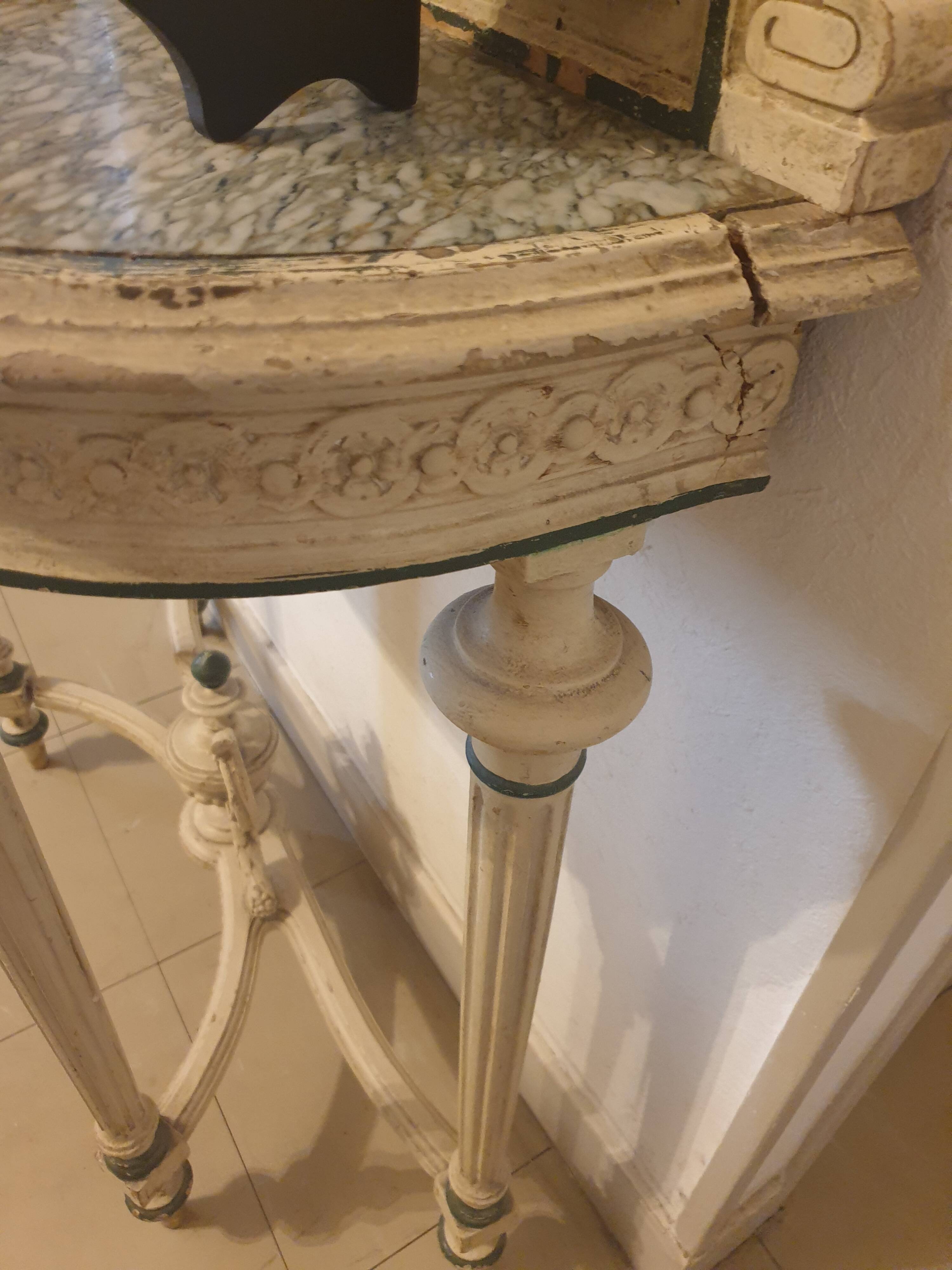 Console half-moon and trumeau mirror in Louis XVI style