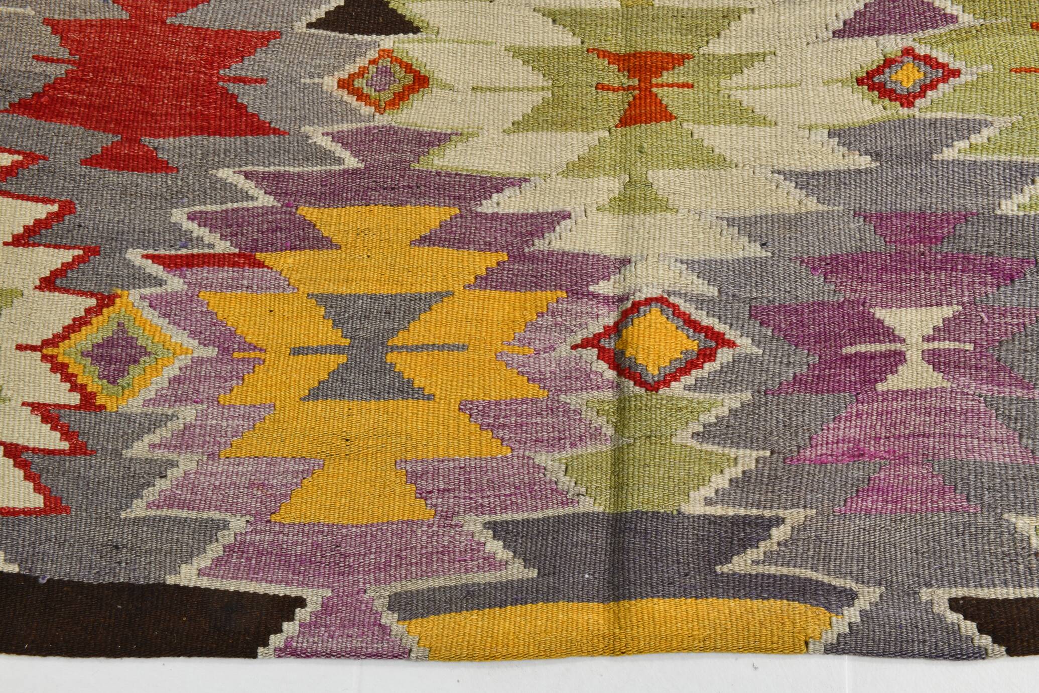 6x10 Tapis Kilim Turc Laine Fait Main, Style Bohème, Motifs Géométriques,