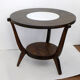 Table basse ronde Art Déco bois foncé & miroir