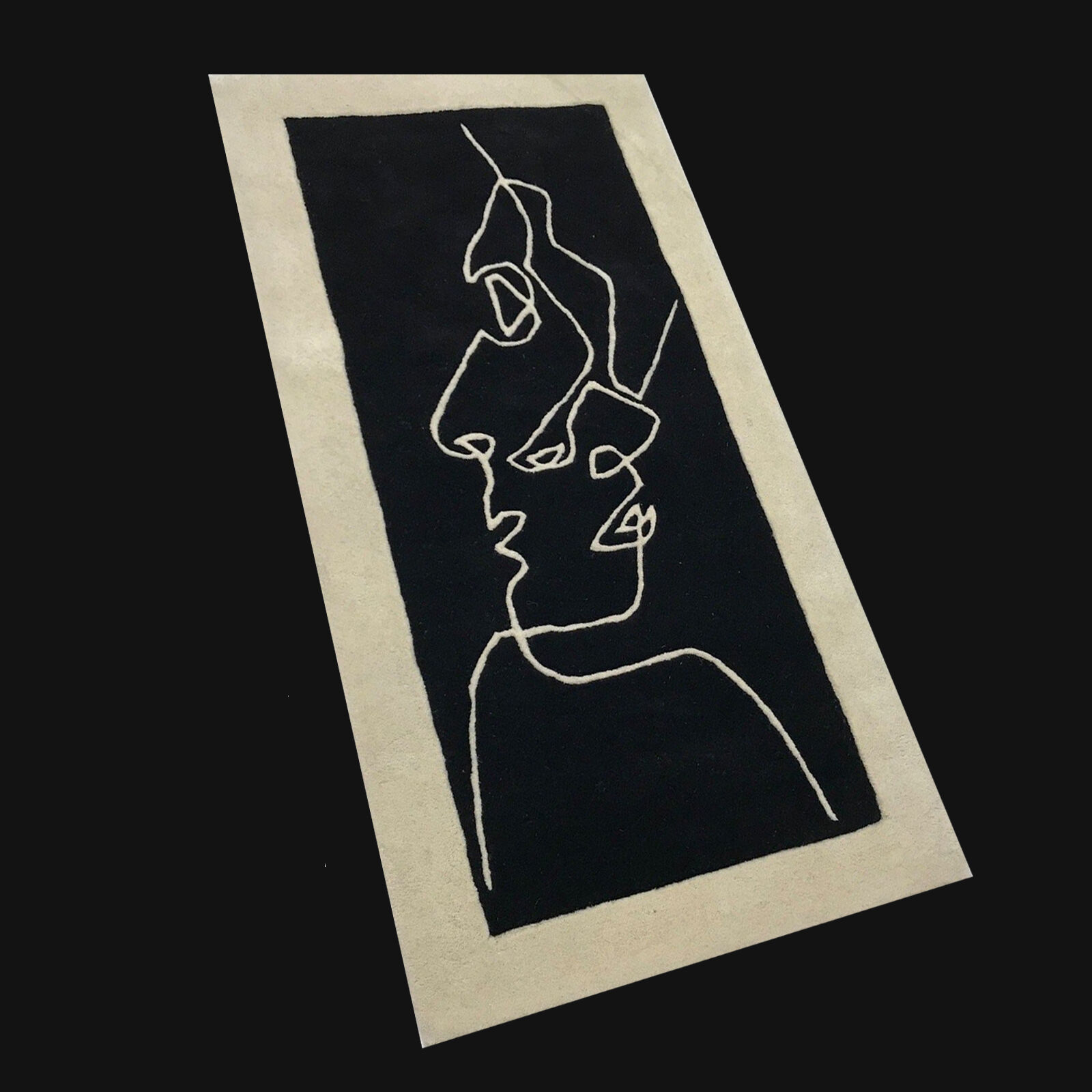 Vintage Danish carpet in surreal pattern wool