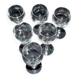 Set of 6 vintage schnapps liqueur glasses with Alsatian balloons in engraved glass