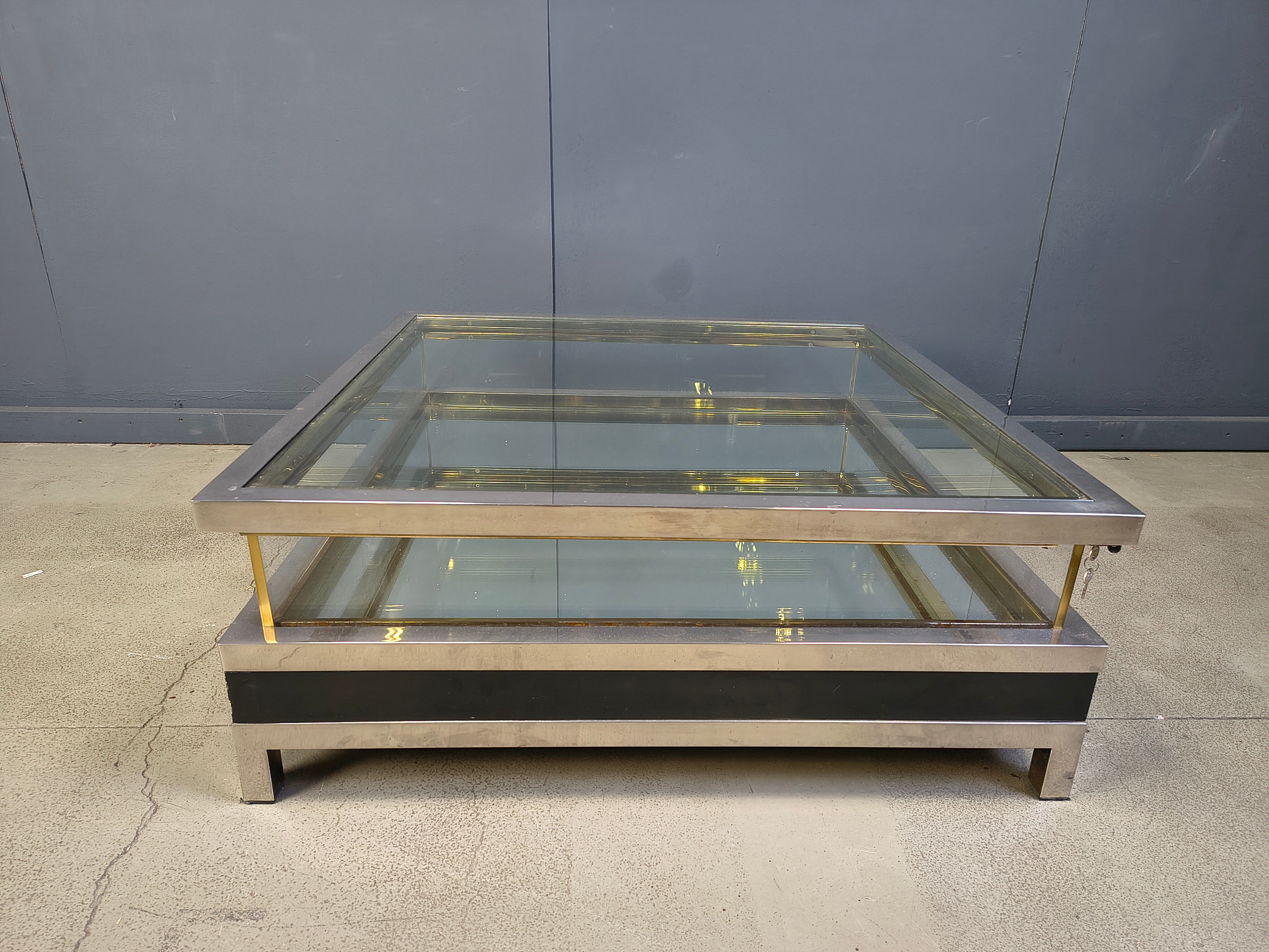 Vintage sliding top coffee table, 1970s