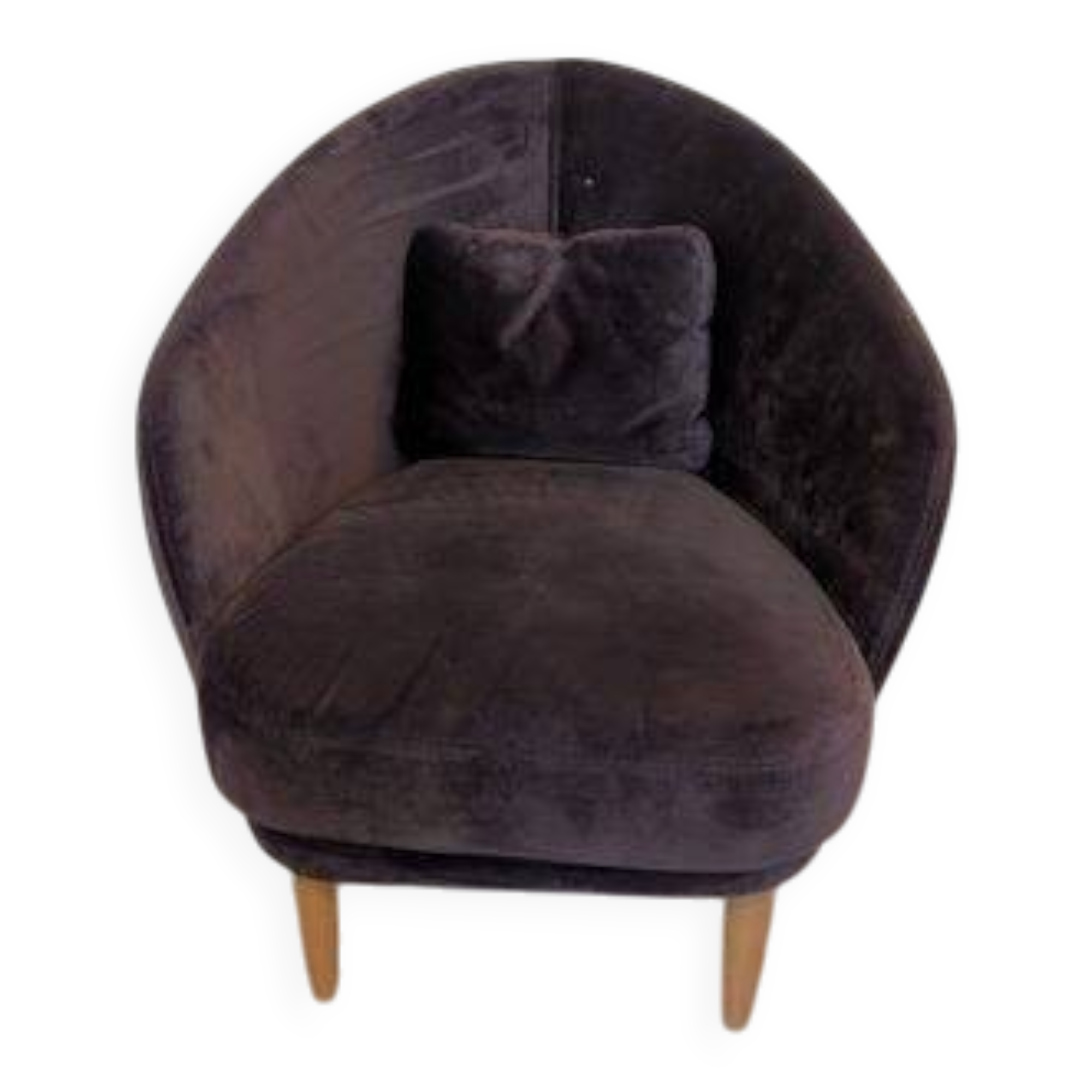 Designer armchair in aubergine velvet - High-end brand FAMA