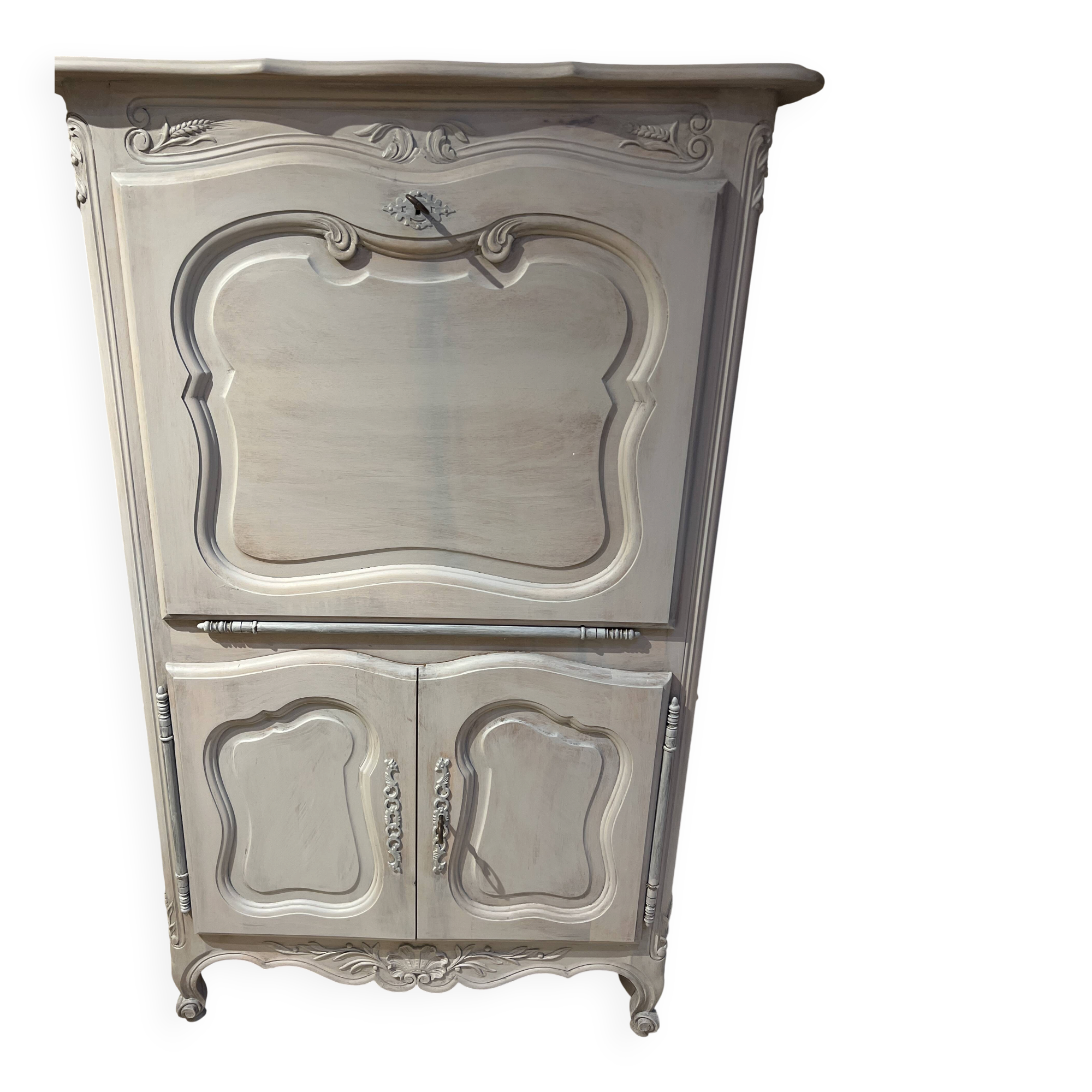 Magnificent Provençal secretary storage furniture made of solid wood with olives.