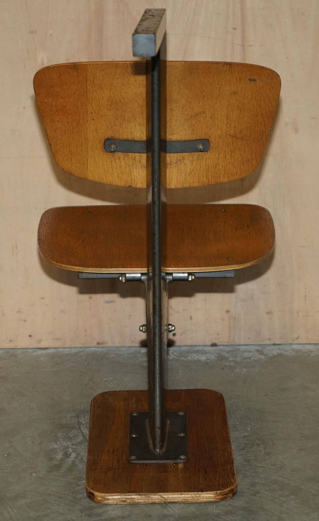 Six vintage mid-century modern folding stadium seats with new bases.