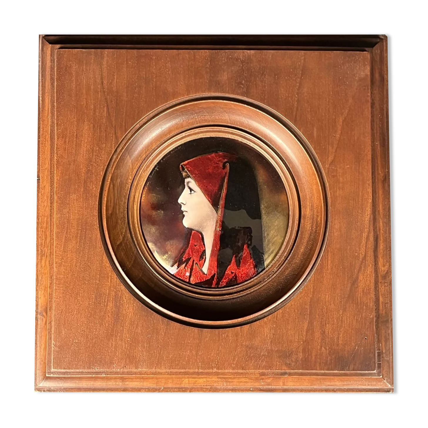 Enameled plaque signed dermeliac 20th century