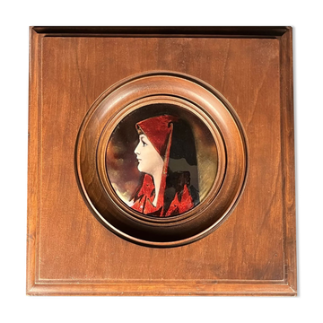 Enameled plaque signed dermeliac 20th century