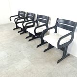 Vintage black wooden dining chairs, 1970s