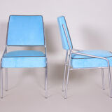 Blue velvet Art Deco seating set made in 1940s Czechia