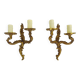Old pair of double-light wall sconces, acanthus leaf. 60s
