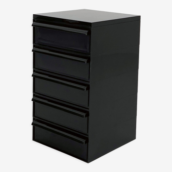 Black box with 5 drawers model "4601" by Simon Fussell for Kartell, 1970