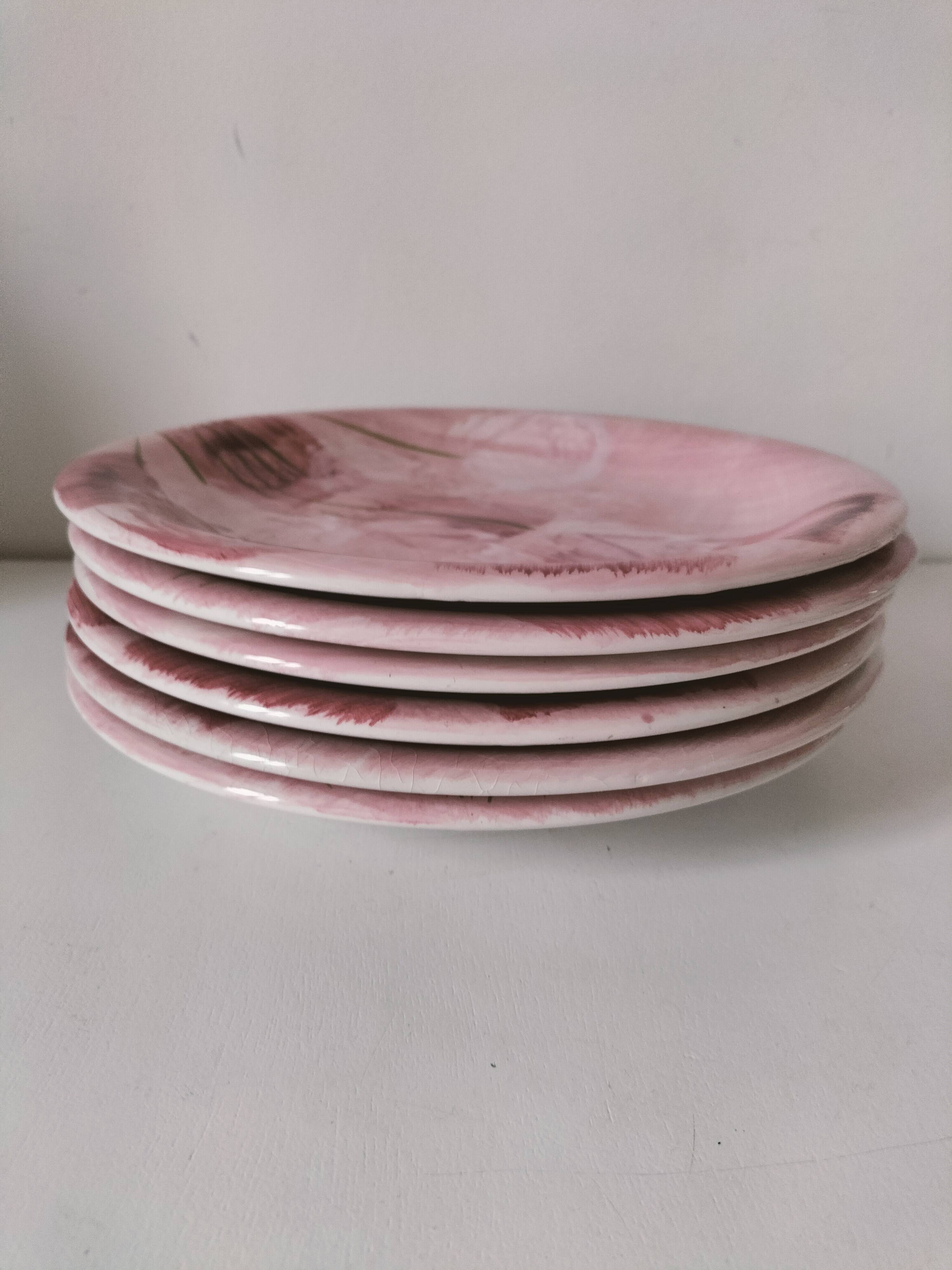 Set of 6 Italian plates CAPA San Polo hand-painted from the 1970s.