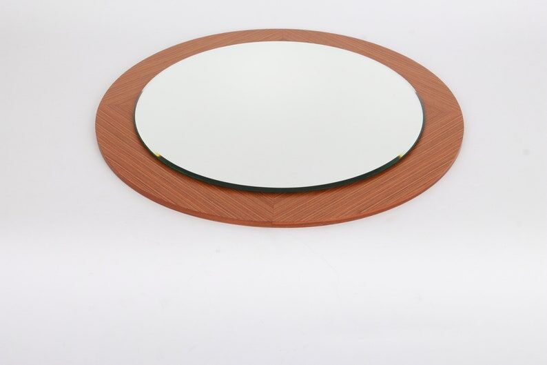 Vintage wall mirror in teak wood Germany 1960 60x60cm