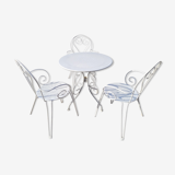 Salon de jardin en fer forgé 3 fauteuils + 1 table