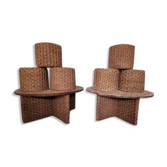 Set of string ottomans & tables