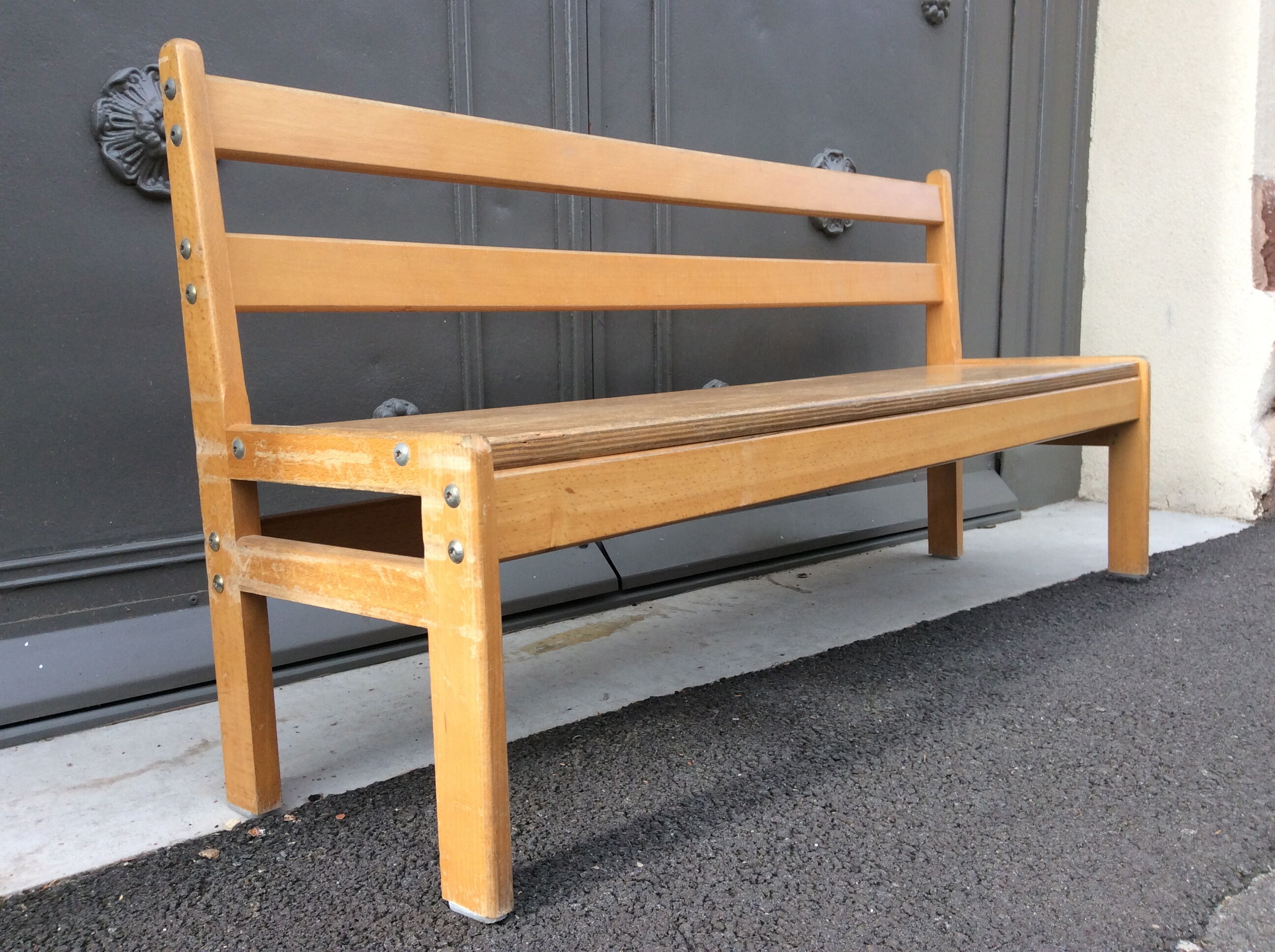 Mid-century vintage children's school bench