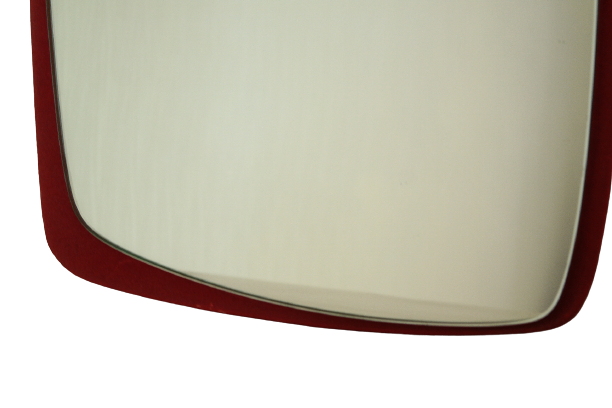 Retro free-form mirror felt wood 49 x 36