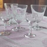 3 tulip shaped wine glasses + 2 shot glasses