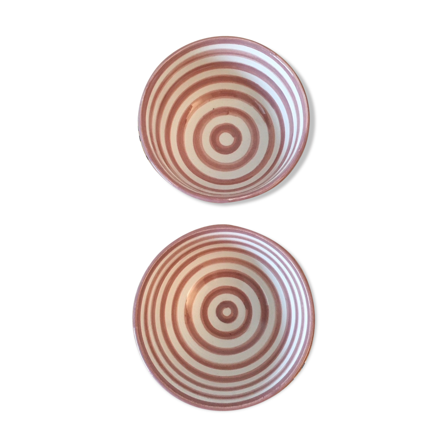 Lot of Moroccan ceramic bowls striped pink