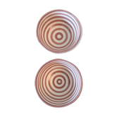 Lot de bols en céramique marocaine rayés rose
