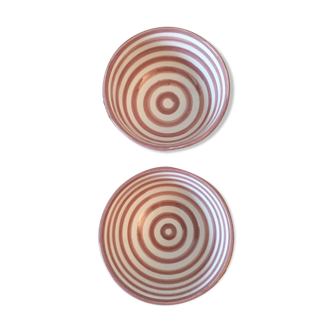 Lot of Moroccan ceramic bowls striped pink