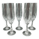 5 Champagne flutes in cut crystal from Lorraine LEMBERG model NORA