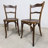 Pair of 1920s Baumann Bistro chairs, seat with design