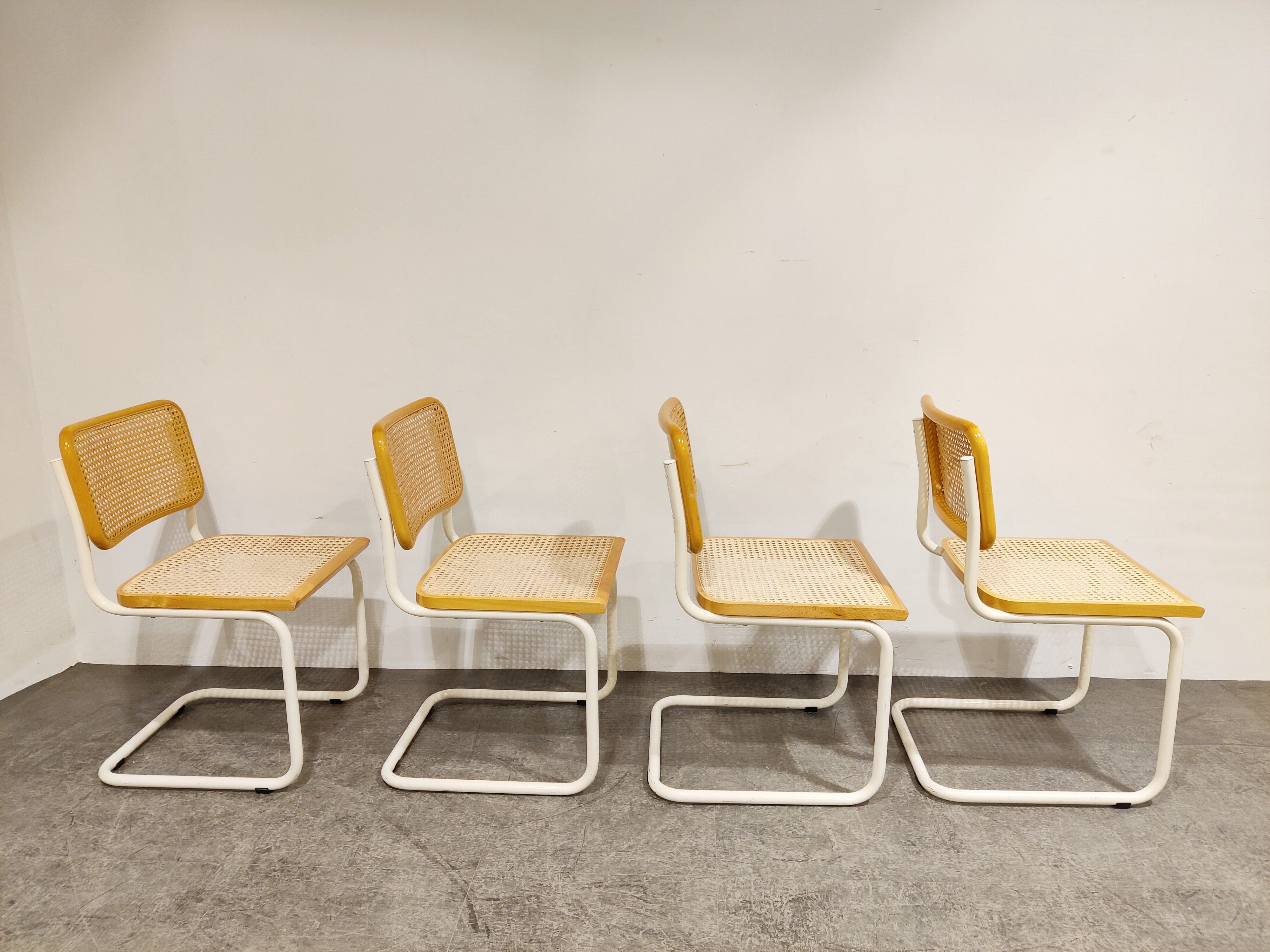 Set of 4 vintage Marcel Breuer Cesca chairs, made in italy, 1970s