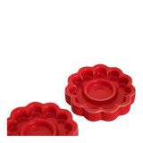 Pair of red Swedish candle holders designed by Gustavsberg