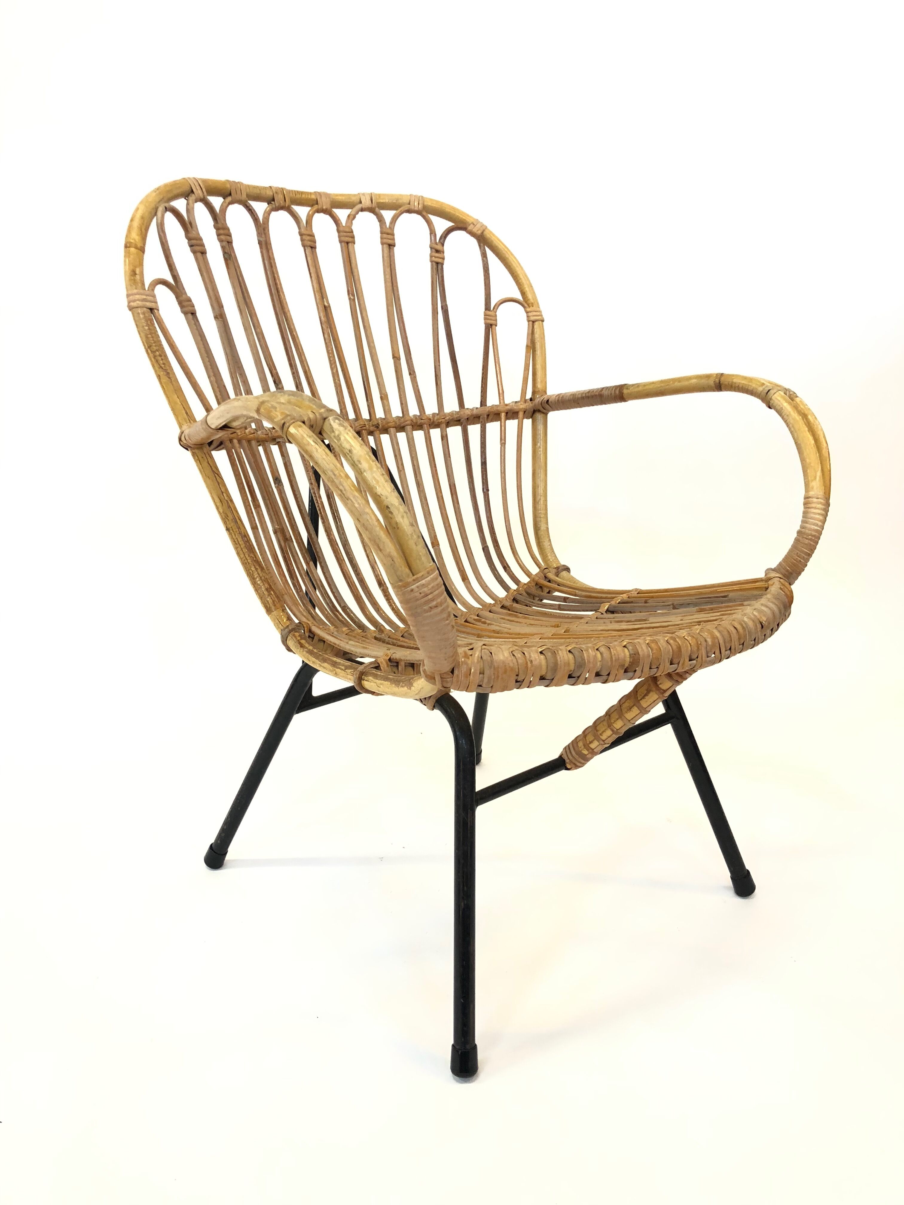 Rattan chair by Rohe Noordwolde, 1960