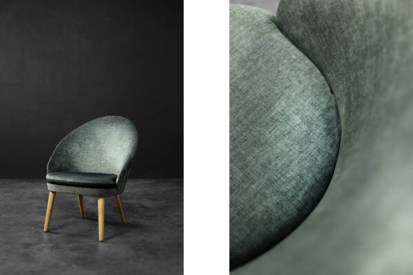 Fauteuil danois en hêtre et velours par Ejvind A. Johansson pour  Godtfred H. Petersen, 1950-60
