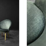 Danish armchair in beech and velvet by Ejvind A. Johansson for Godtfred H. Petersen, 1950-60.