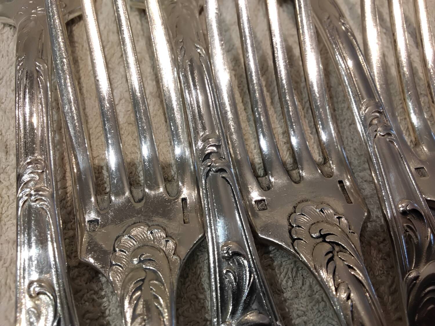 6 silver plated table forks by Christofle Chrysanthemum