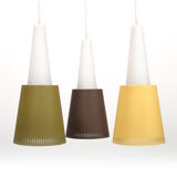 Mid Century Danish Hanging Lamp in Teak and Colored Shades