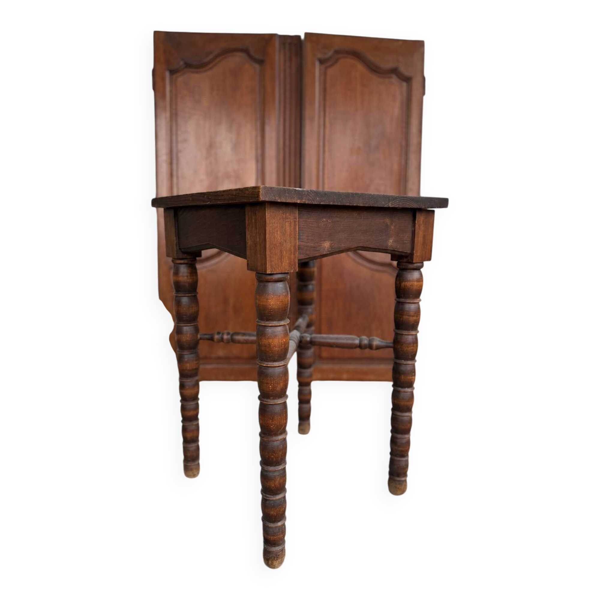 Small antique side table - turned legs - Louis XII inspiration