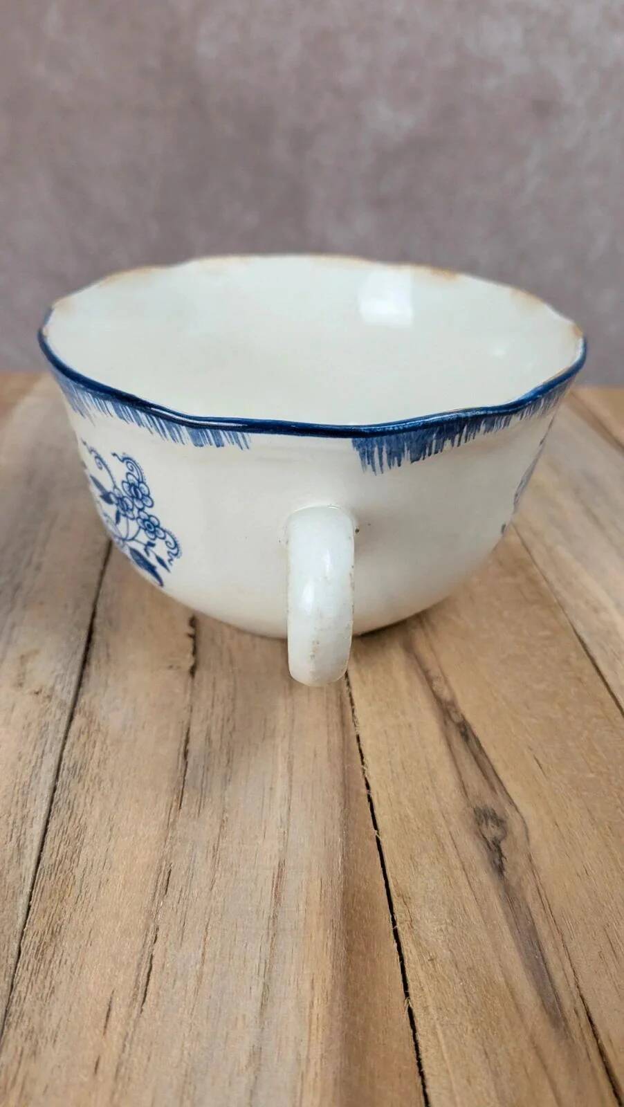 Antique Sarreguemines blue & white cup – French earthenware