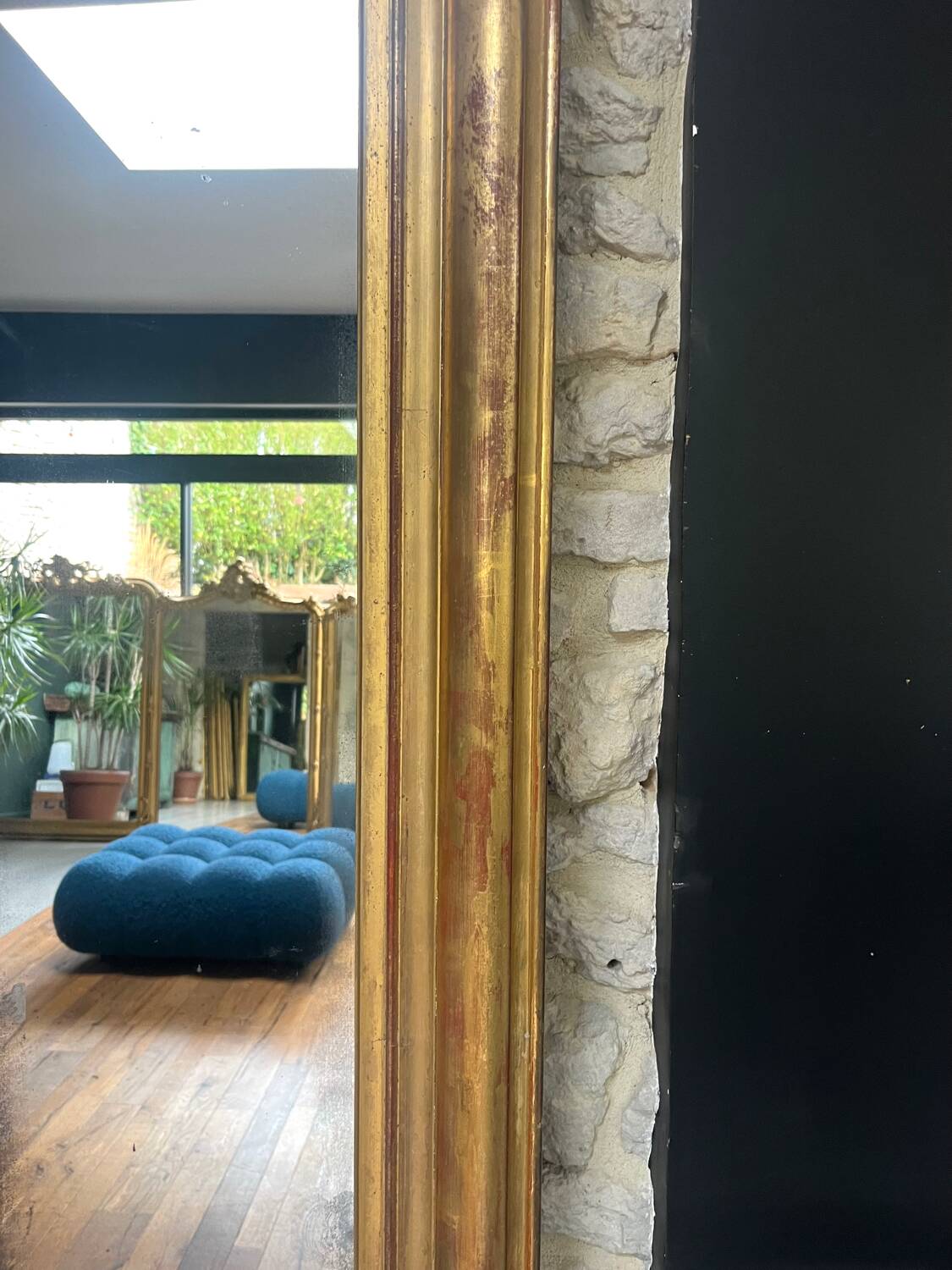 Antique Louis-Philippe mirror 200/150cm gold leaf and mercury glass