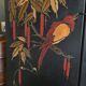 Art Deco lacquer screen with polychrome decoration of fishing martins circa 1930