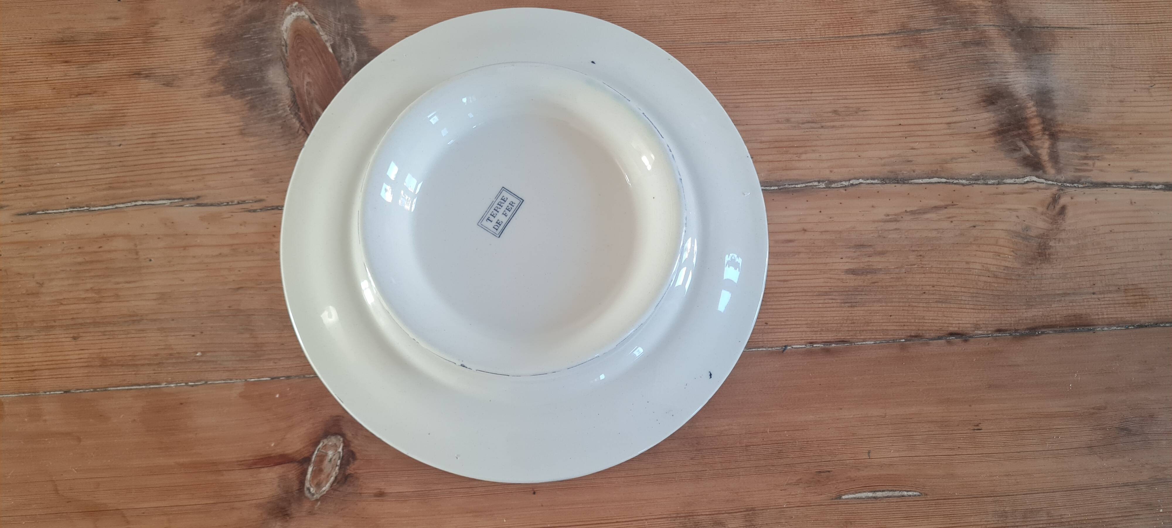 Flat serving compotier in iron earth