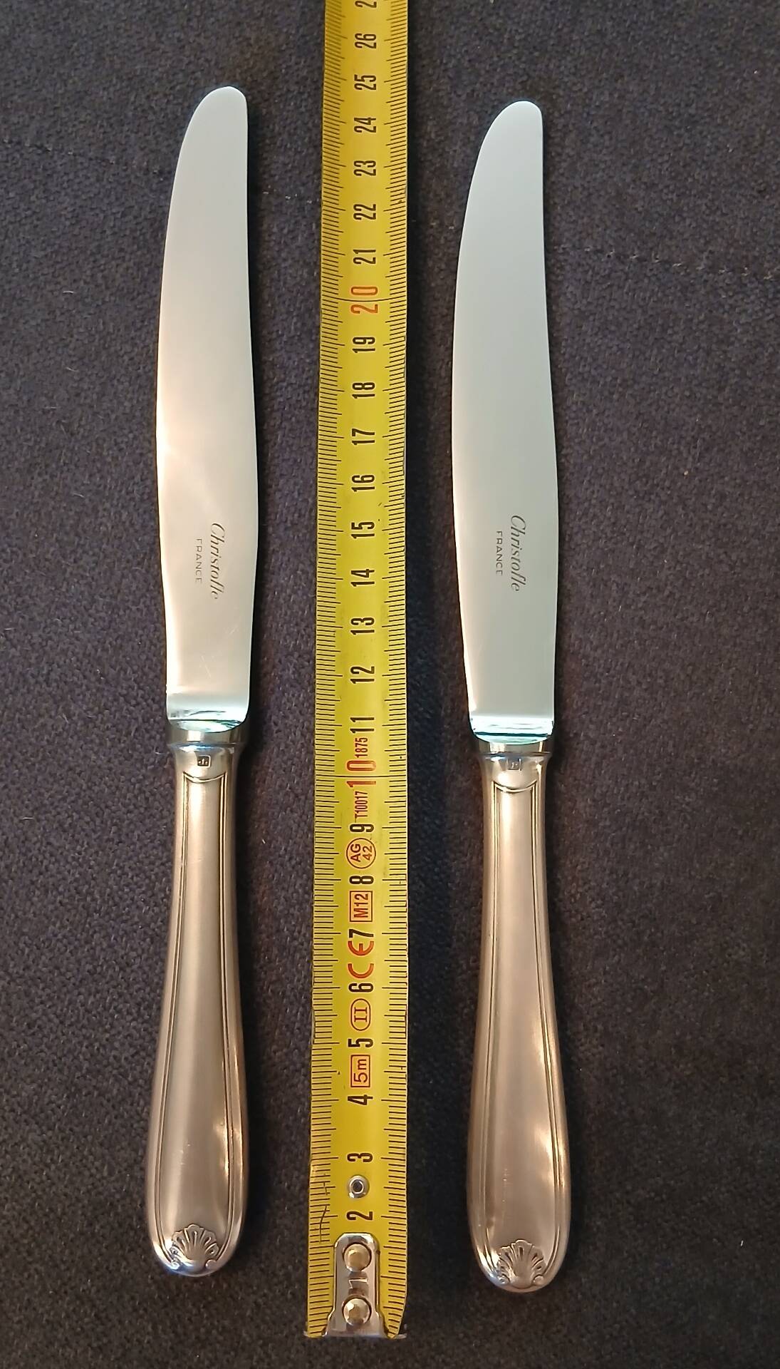 Christofle Vendôme shell 12 large knives silver-plated